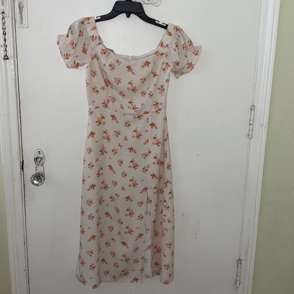 NLW current fashions floral off shoulder dress